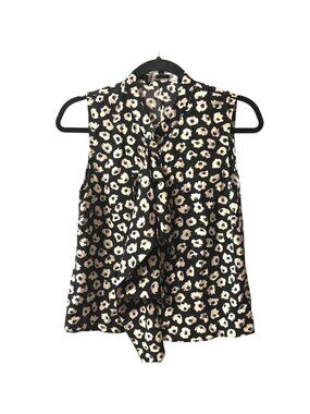 Proenza Schouler Sleeveless Top S Abstract Floral Print Ruffle Twee Maximalist